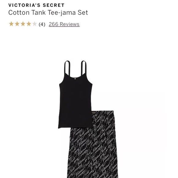 Victoria’s Secret cotton tank Tee Jama set sz XS reg script logo - Picture 3 of 7